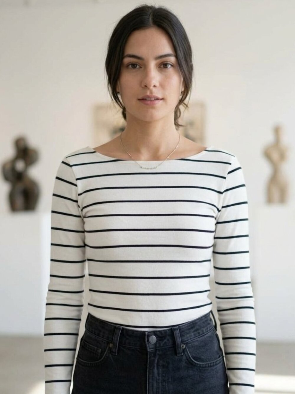 Madewell Long-Sleeve Scoopback Tee in Stripe Size L NS595